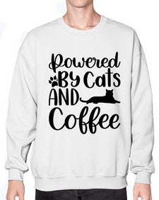 Powered By Cats And Coffee Style 102# - cats- Sweatshirt - Crew