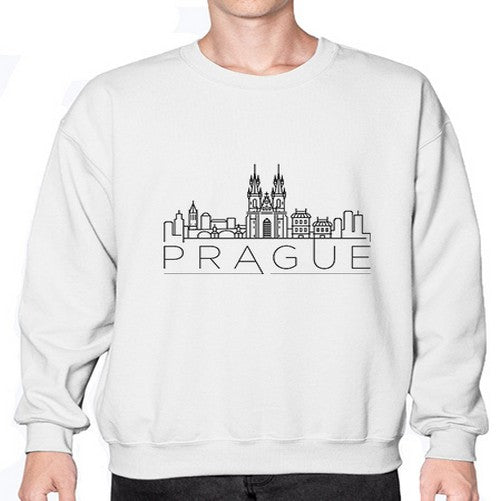 Prague Minimal Skyline 1685# - cities- Sweatshirt - Crew