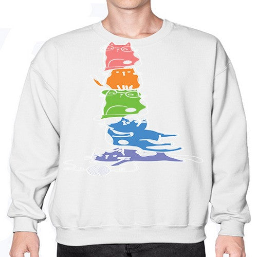 Pride Kawaii Cats Pile Cute Anime 277# - anime- Sweatshirt - Crew