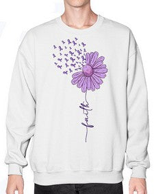 Purple Daisy Faith AlzheimerS Awareness 209# - alzheimers- Sweatshirt - Crew