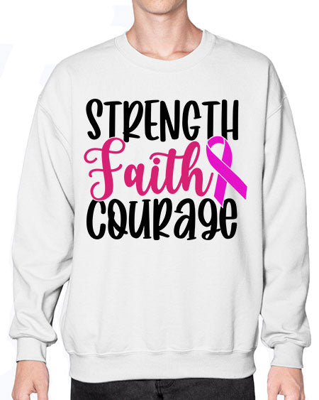 Strength Faith Courage 7# - breast cancer- Sweatshirt - Crew