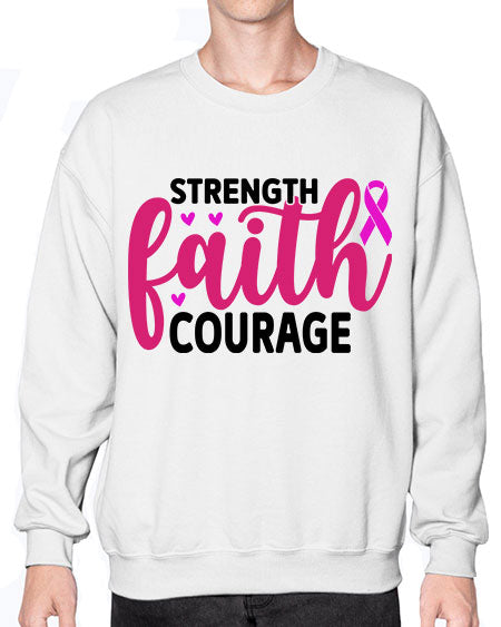 Strength Faith Courage 8# - breast cancer- Sweatshirt - Crew