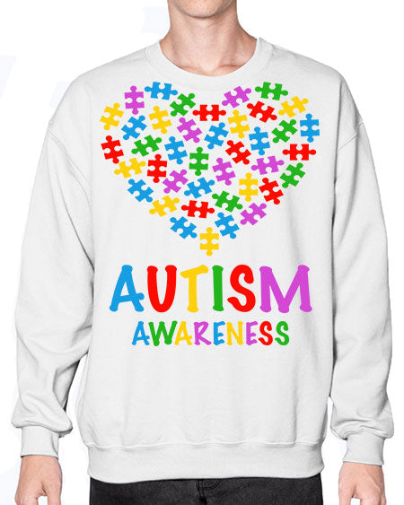 autism awareness heart love puzzle 15# - autism- Sweatshirt - Crew