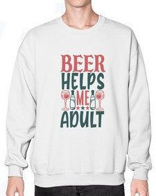 beer helps me adult 646# - beer- Sweatshirt - Crew