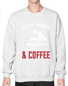 cats book and coffee Style 37# - cats- Sweatshirt - Crew