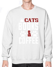 cats books and coffee Style 38# - cats- Sweatshirt - Crew