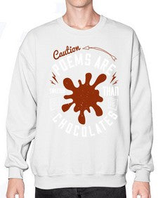 caution poems are sweeter than chocolates 77# - chocolate- Sweatshirt - Crew