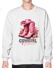 cowgirl valentine cupid valentine 352# - western- Sweatshirt - Crew