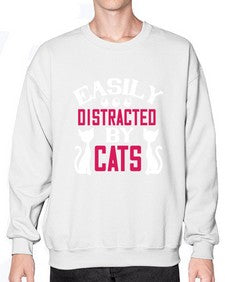 easily distracted by cats Style 46# - cats- Sweatshirt - Crew