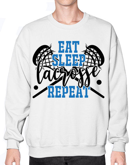 eat sleep lacrosse repeat 15# - lacrosse- Sweatshirt - Crew