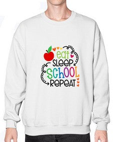 eat sleep school repeat 45# - general school- Sweatshirt - Crew