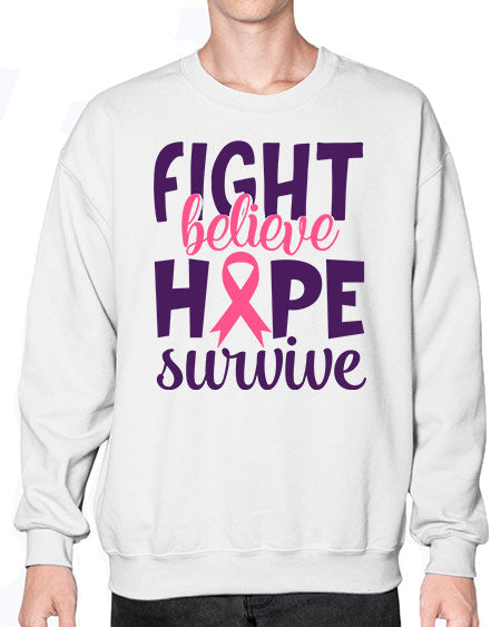 fight believe hope survive Style 13# - breast cancer- Sweatshirt - Crew