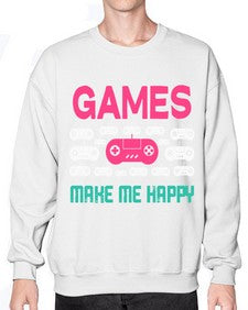 games make me happy 96# - video games- Sweatshirt - Crew