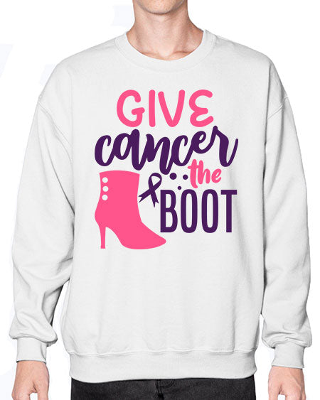 give cancer the boot Style 11# - breast cancer- Sweatshirt - Crew