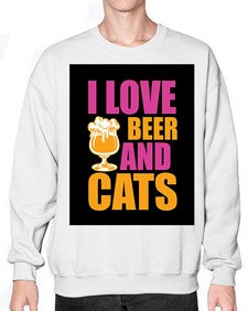 i love beer and cats 1137# - beer- Sweatshirt - Crew