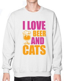 i love beer and cats 1138# - beer- Sweatshirt - Crew
