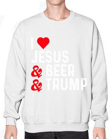 i love jesus beer and trump 1140# - beer- Sweatshirt - Crew