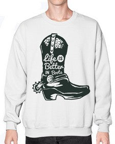 life is better in boots 730# - western- Sweatshirt - Crew