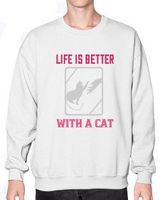 life is better with a cat Style 63# - cats- Sweatshirt - Crew
