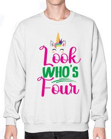 look whos four 261# - unicorn- Sweatshirt - Crew