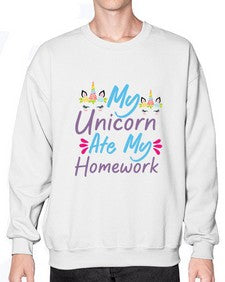 my unicorn ate my homework 318# - unicorn- Sweatshirt - Crew