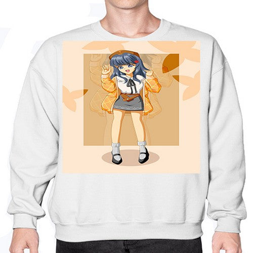 of beautiful girl with jacket 132# - anime- Sweatshirt - Crew