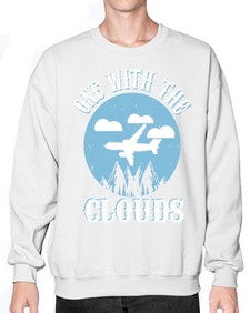 one with the clouds  34# - airplane- Sweatshirt - Crew