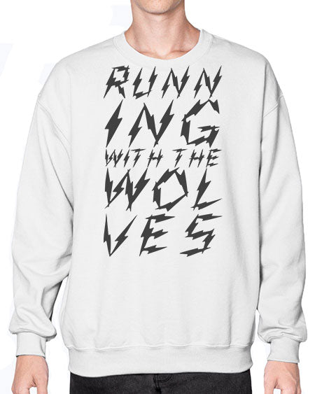 running with the wolves - wolf- Sweatshirt - Crew