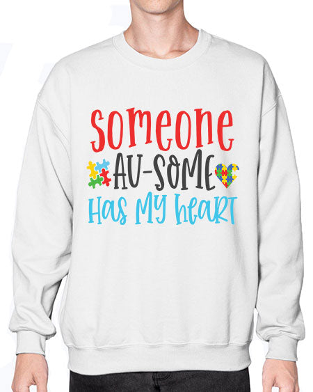 someone ausome has my heart Style 40# - autism- Sweatshirt - Crew