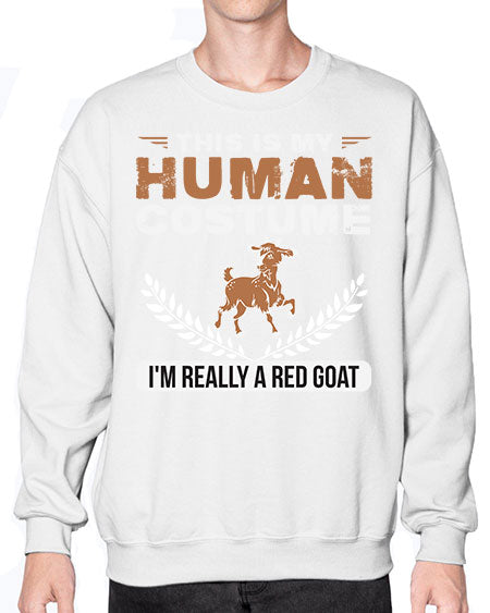 this is my human costume im really a red goat Style 1# - goat- Sweatshirt - Crew
