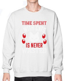 time spend with cat is never wasted Style 120# - cats- Sweatshirt - Crew