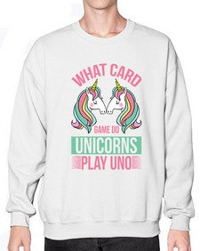 what card game do unicorns play uno 548# - unicorn- Sweatshirt - Crew