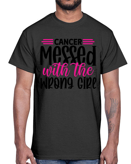 Cancer Messed with the Wrong Girl 29#- breast cancer- Cotton Tee