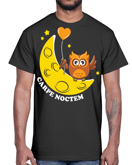 Carpe Noctem Moon Stars Owl A TurtleRabbit 1#- owl- Cotton Tee