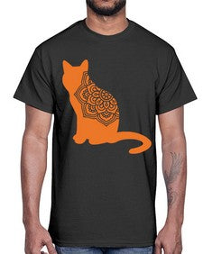 CatMandala 324#- mandala- Cotton Tee