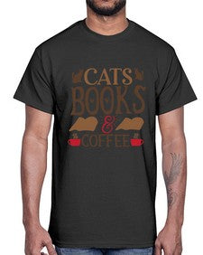 Cats Books Coffee Style 9#- cats- Cotton Tee