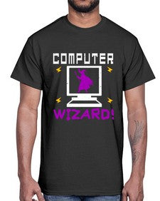 Computer wizard 52#- computer- Cotton Tee