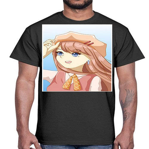 Cute beautiful and funny girl with hat 66#- anime- Cotton Tee