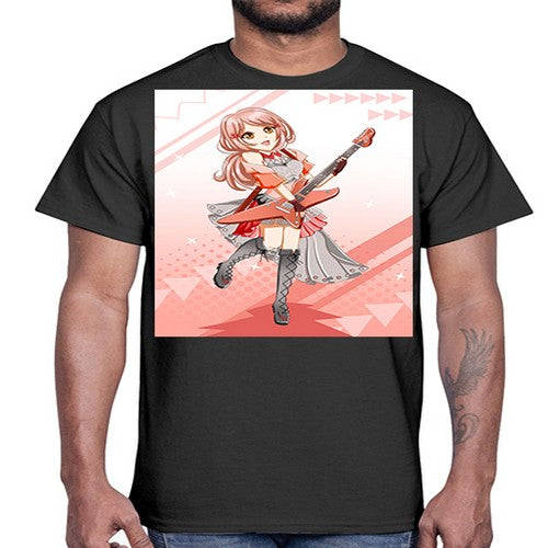Cute rock star girl with guitar game 17#- anime- Cotton Tee