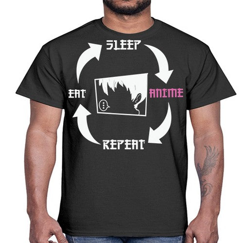 Eat Sleep Anime Repeat Anime Anime 226#- anime- Cotton Tee