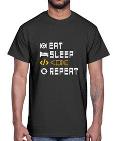 Eat sleep code repeat 49#- computer- Cotton Tee