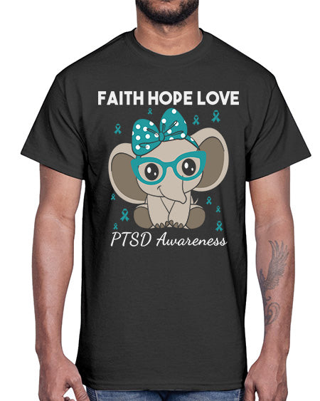 Elephant I Have PTSD Awareness 25#- PTSD- Cotton Tee