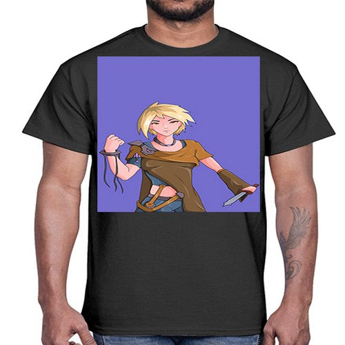 Girl hold knife 12#- anime- Cotton Tee