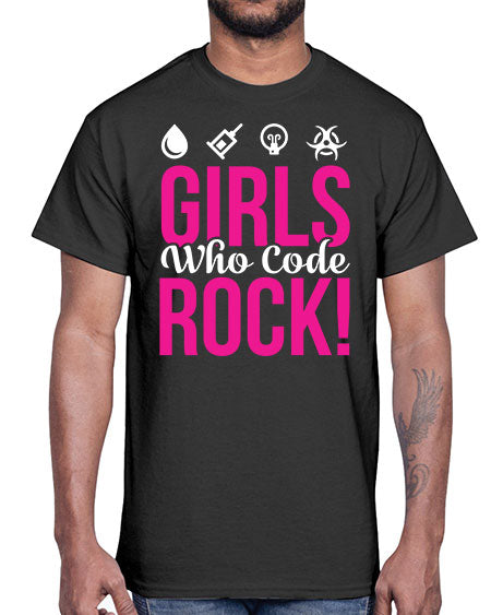 Girls Who Code Rock 247#- general science- Cotton Tee