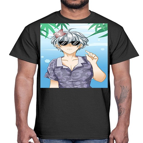 Handsome boy with sunglasses on the beach in summer holiday 44#- anime- Cotton Tee
