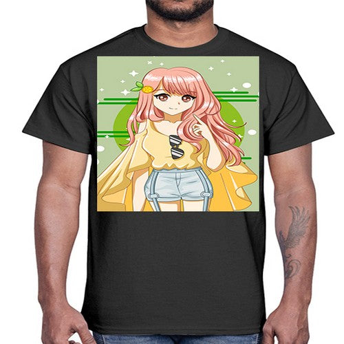 Happy and cute yellow blouse in summer holiday 43#- anime- Cotton Tee