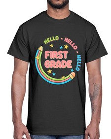 Hello first Grade Pencil 278#- first grade- Cotton Tee