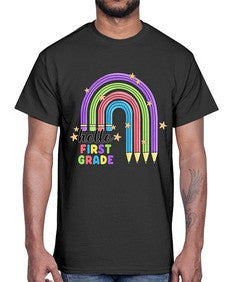 Hello first Grade Pencil Rainbow 279#- first grade- Cotton Tee