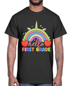 Hello first Grade Unicorn Rainbow 281#- first grade- Cotton Tee
