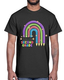 Hello second Grade Pencil Rainbow 329#- second grade- Cotton Tee